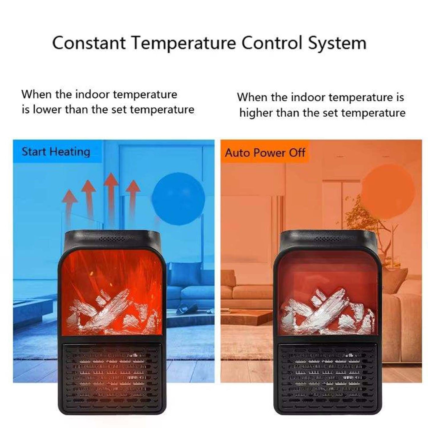 Portable Electric Fireplace lamp LED Flame Heater (1000w / 1 Pc) Signaturekarts