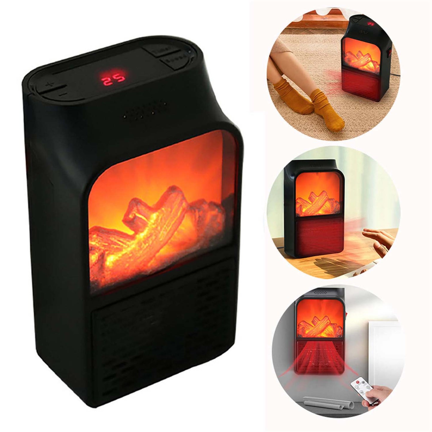 Portable Electric Fireplace lamp LED Flame Heater (1000w / 1 Pc) Signaturekarts