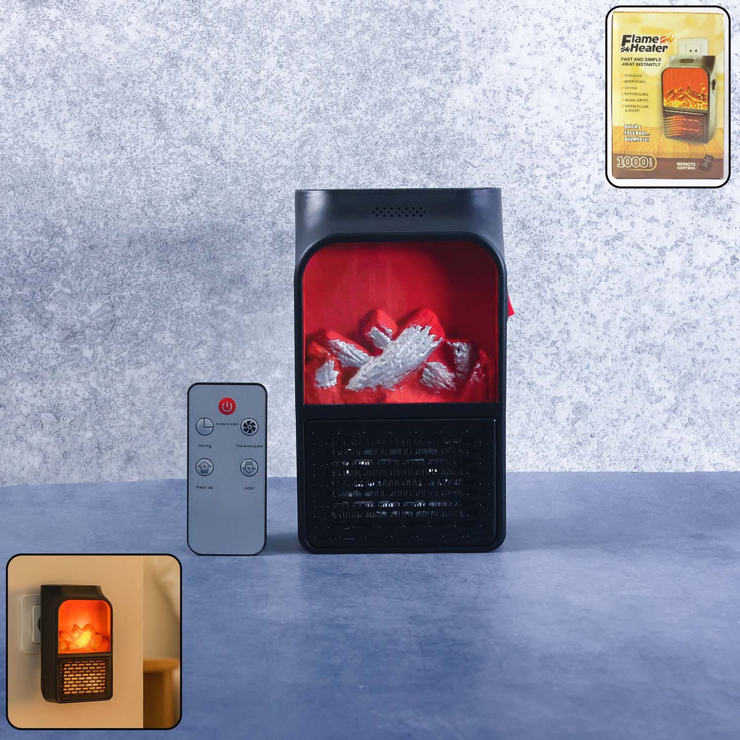 Portable Electric Fireplace lamp LED Flame Heater (1000w / 1 Pc) Signaturekarts