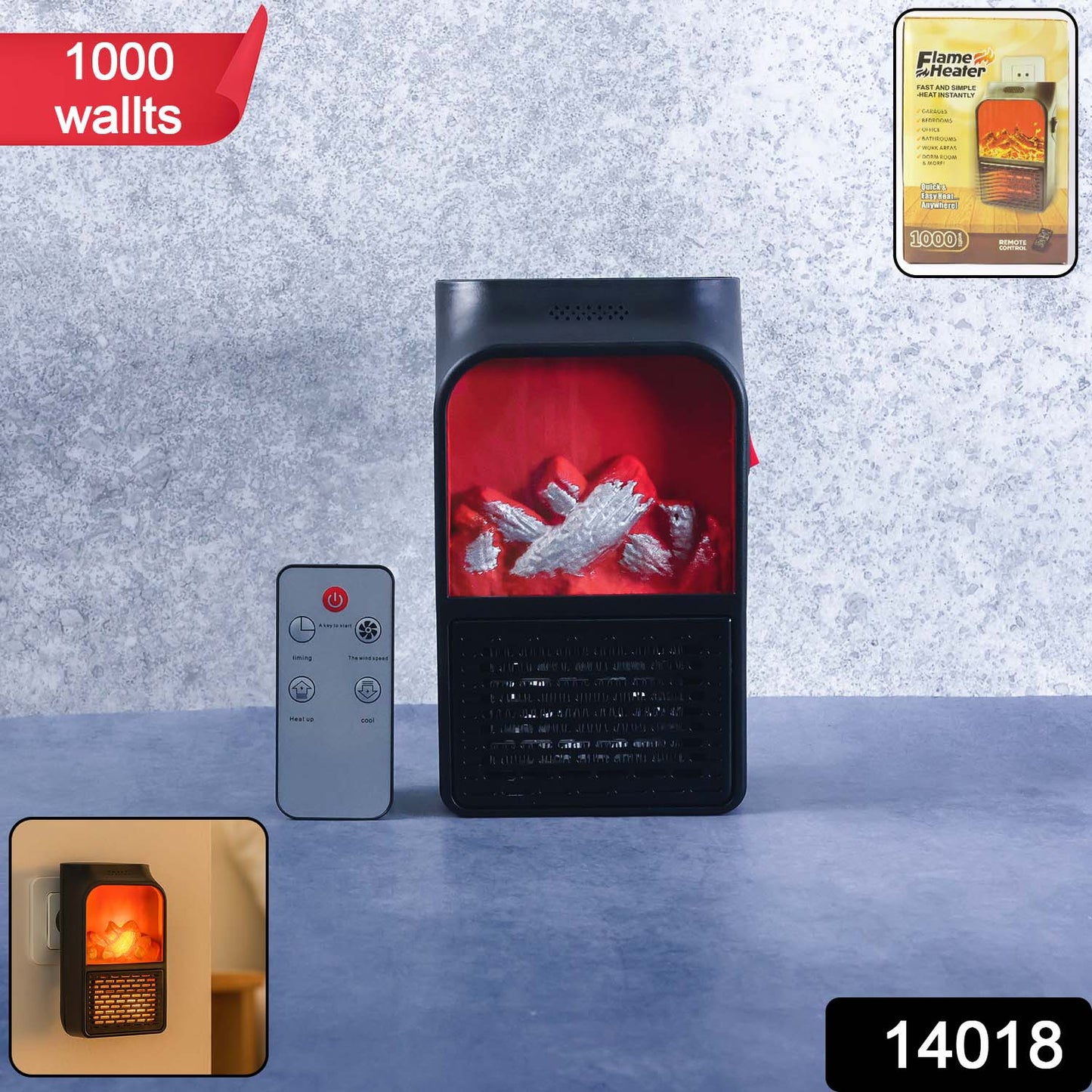 Portable Electric Fireplace lamp LED Flame Heater (1000w / 1 Pc) Signaturekarts
