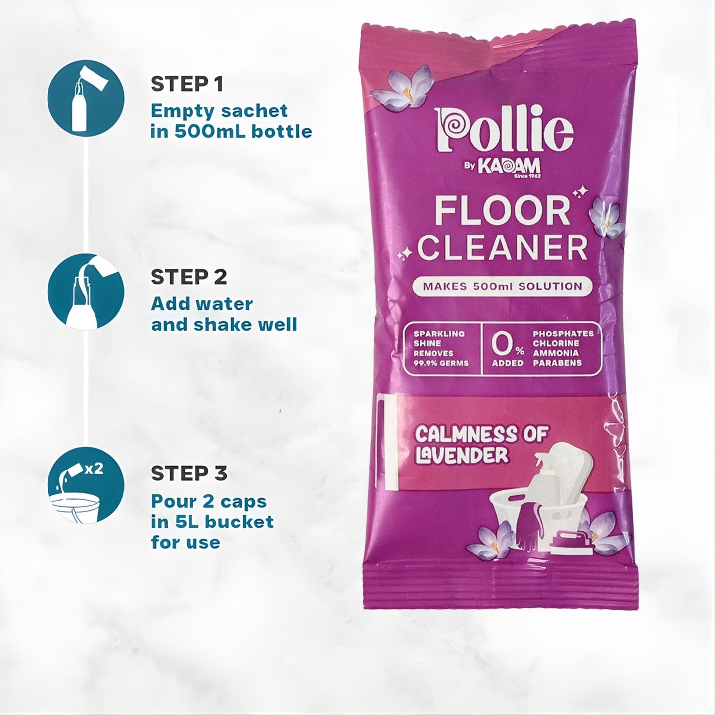Pollic Kadam Concentrated Floor Cleaner Sachet – Lavender Fragrance (50 Gm) signaturekarts