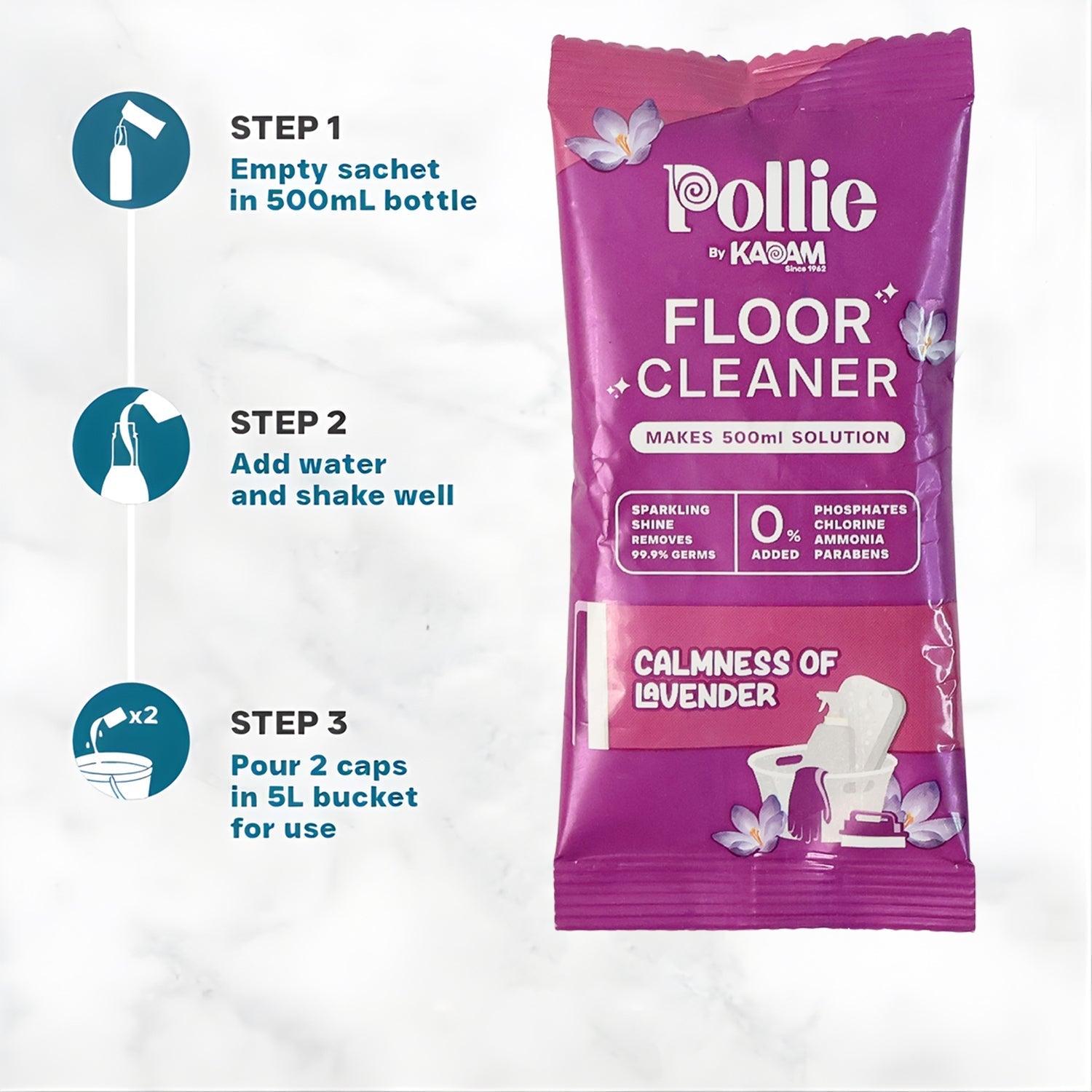 Pollic Kadam Concentrated Floor Cleaner Sachet – Lavender Fragrance (50 Gm) signaturekarts