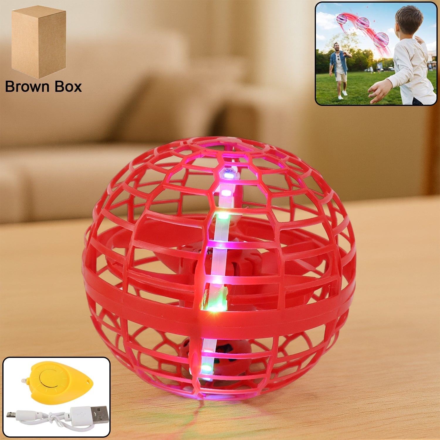 Flying Ball Toys, USB Rechargeable Built-in RGB Lights 360°Rotating Magic Controller signaturekarts