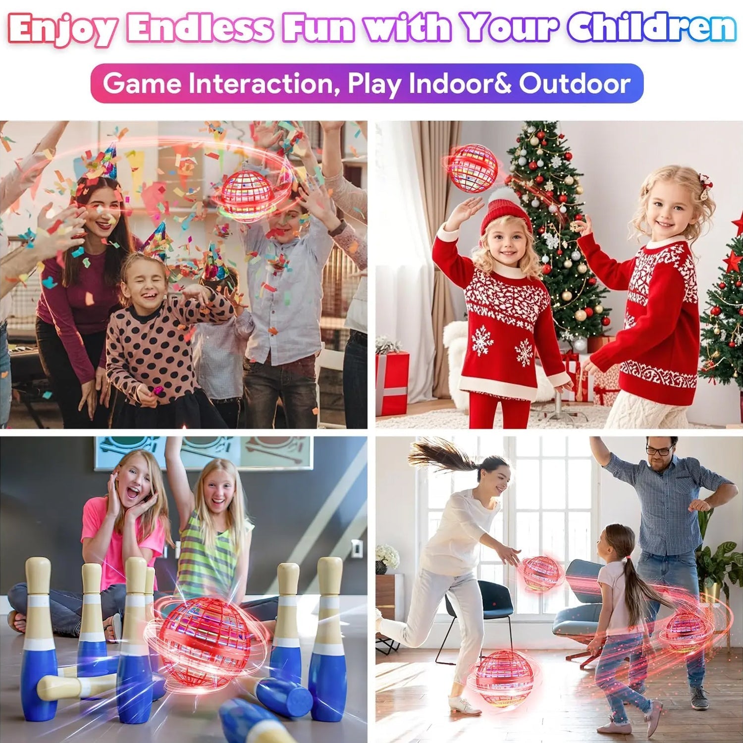 Flying Ball Toys, USB Rechargeable Built-in RGB Lights 360°Rotating Magic Controller signaturekarts