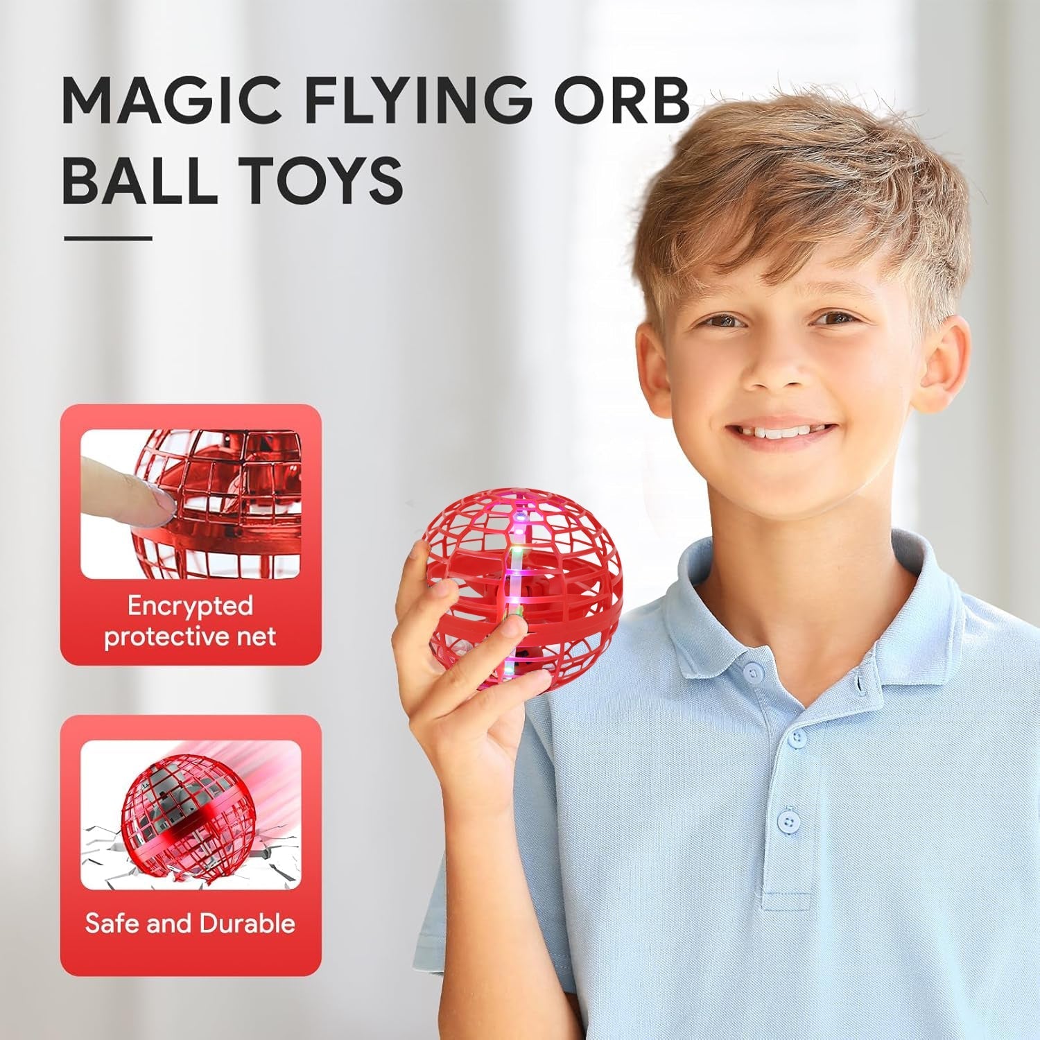 Flying Ball Toys, USB Rechargeable Built-in RGB Lights 360°Rotating Magic Controller signaturekarts