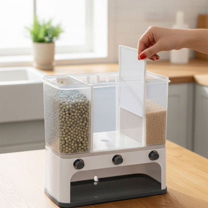 Easy Flow Cereal Dispenser for Kitchen 3 in 1 Push Button Wall Mount Container Your Brand