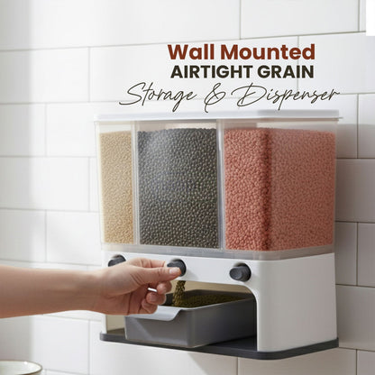 Easy Flow Cereal Dispenser for Kitchen 3 in 1 Push Button Wall Mount Container Your Brand