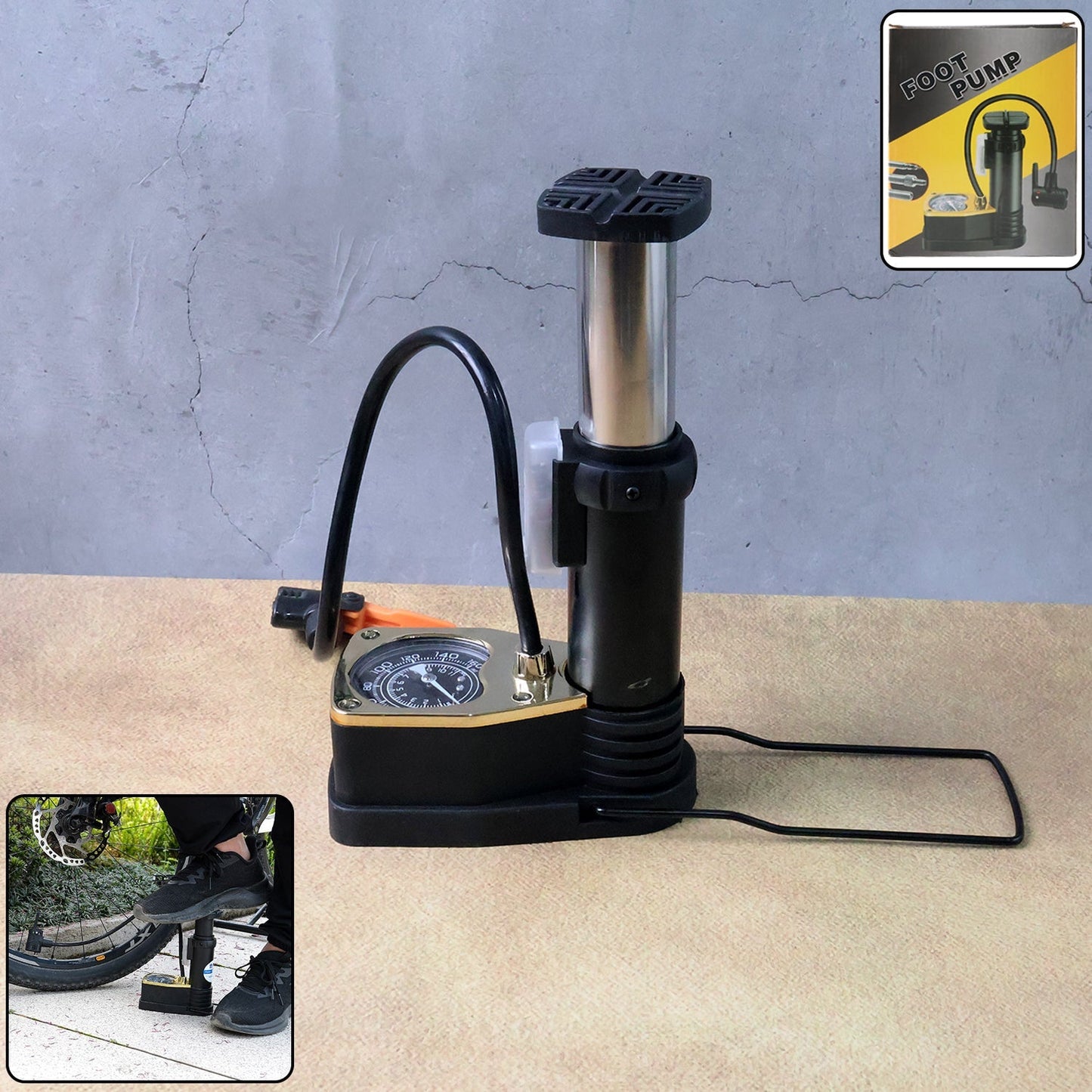 Portable High Pressure Foot Air Pump with Needle (1 Pc) Signaturekarts