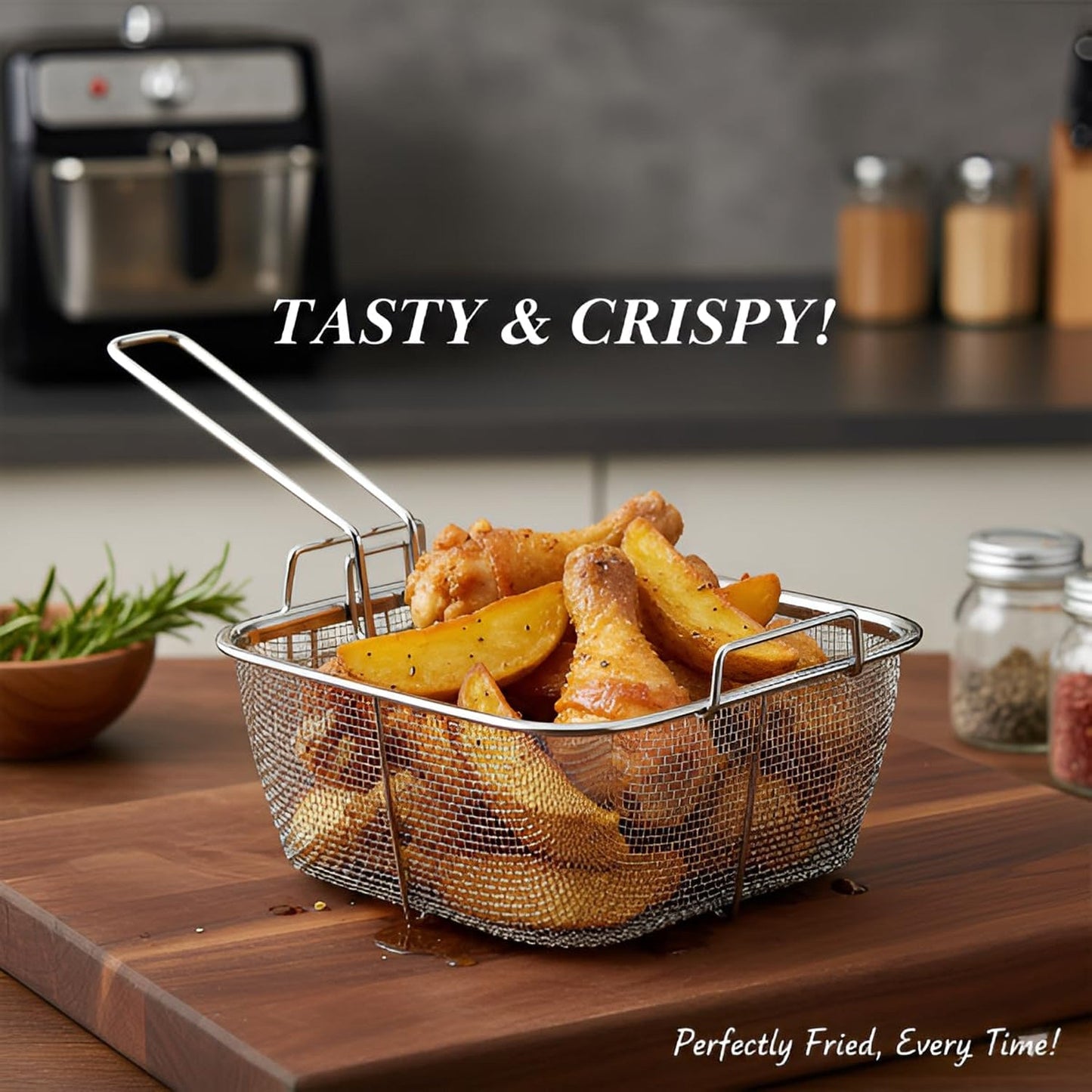 Stainless Steel Deep Fryer Basket with Long Handle (1 Pc) The Morsignaturekarts