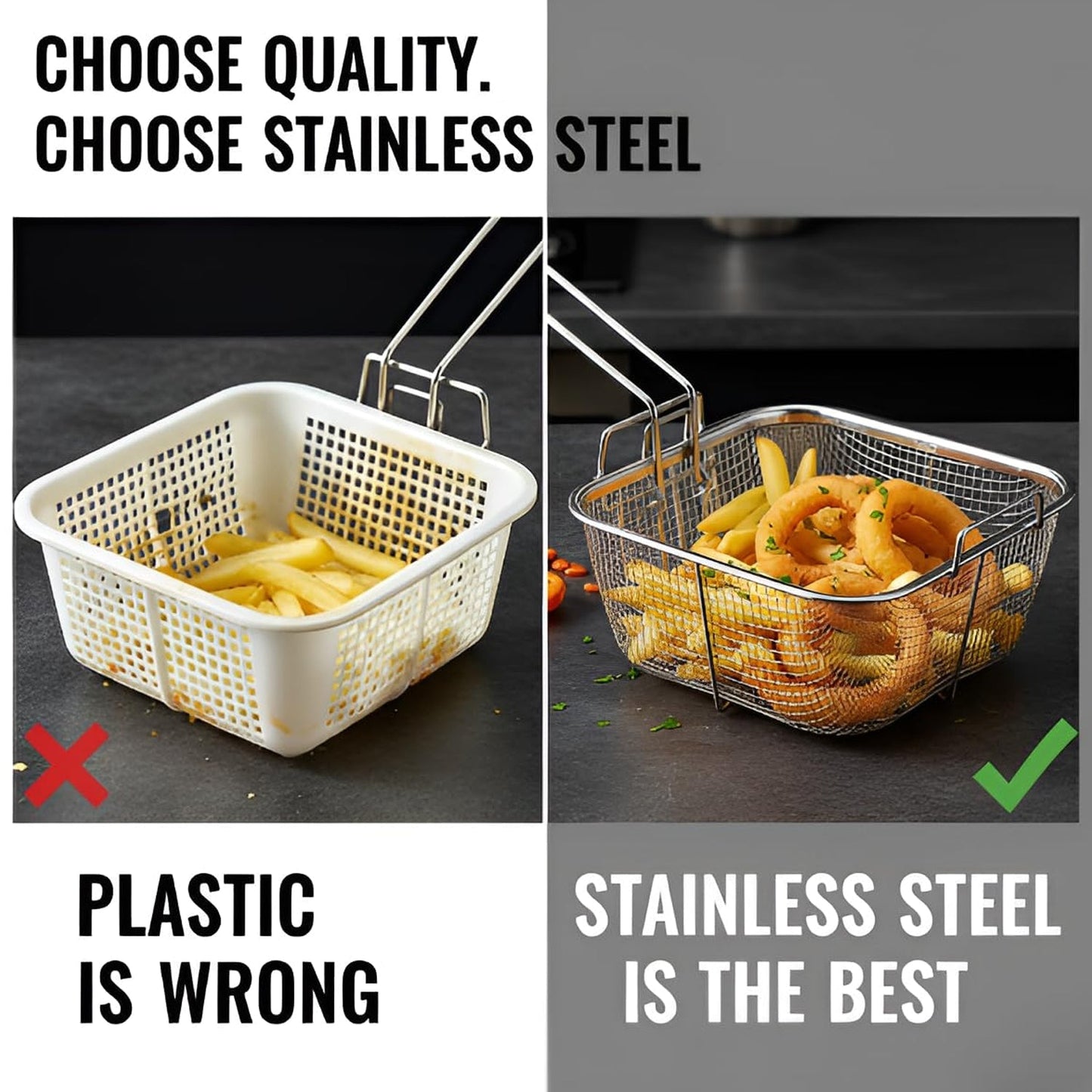 Stainless Steel Deep Fryer Basket with Long Handle (1 Pc) The Morsignaturekarts