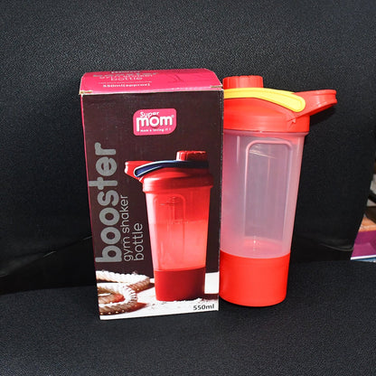 Supermom Plastic Premium Booster Gym Shaker Bottle with Mixing Ball (550ml / 1 Pc) signaturekarts