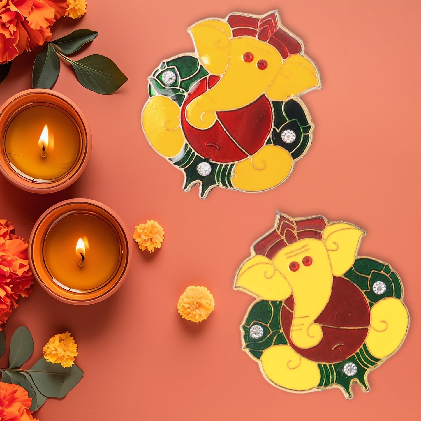 Decorative Lord Ganesha Wall Hanging Stickers (2 Pc) signaturekarts