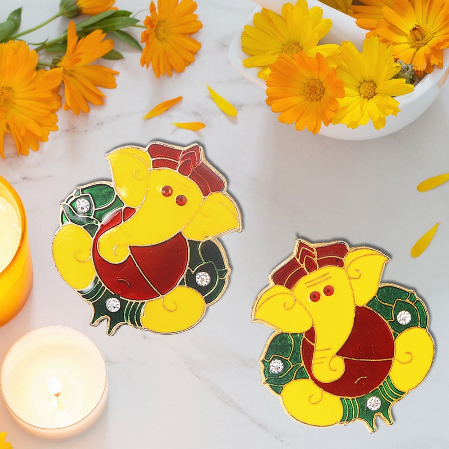 Decorative Lord Ganesha Wall Hanging Stickers (2 Pc) signaturekarts