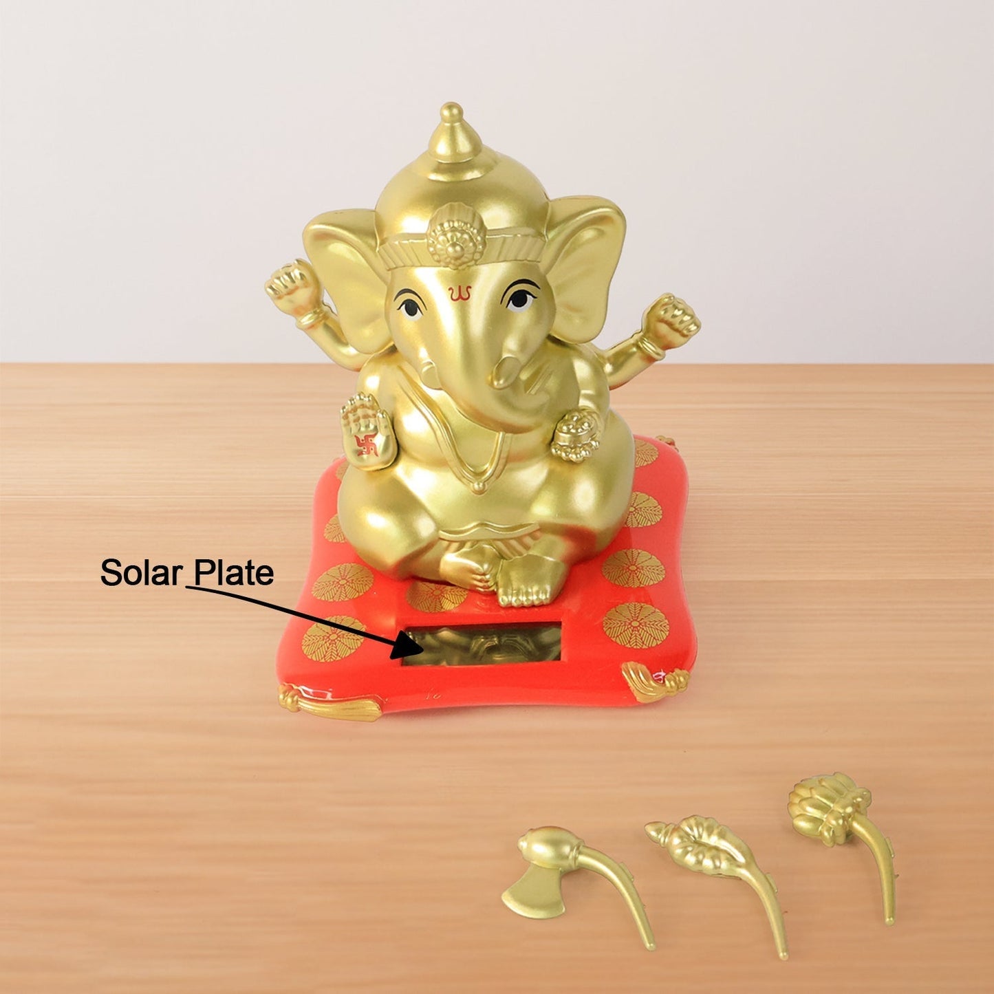 Decorative Religious Large Lord Ganesha Idol with Solar-Powered Base (1 Pc) signaturekarts