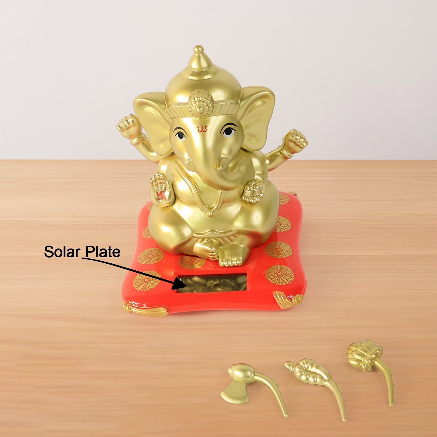 Decorative Religious Large Lord Ganesha Idol with Solar-Powered Base (1 Pc) signaturekarts