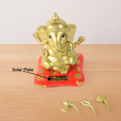 Decorative Religious Large Lord Ganesha Idol with Solar-Powered Base (1 Pc) signaturekarts