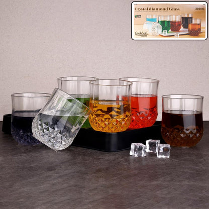 Transparent Diamond-Pattern Drinking Glass Set (6 Pc Set) The Morsignaturekarts