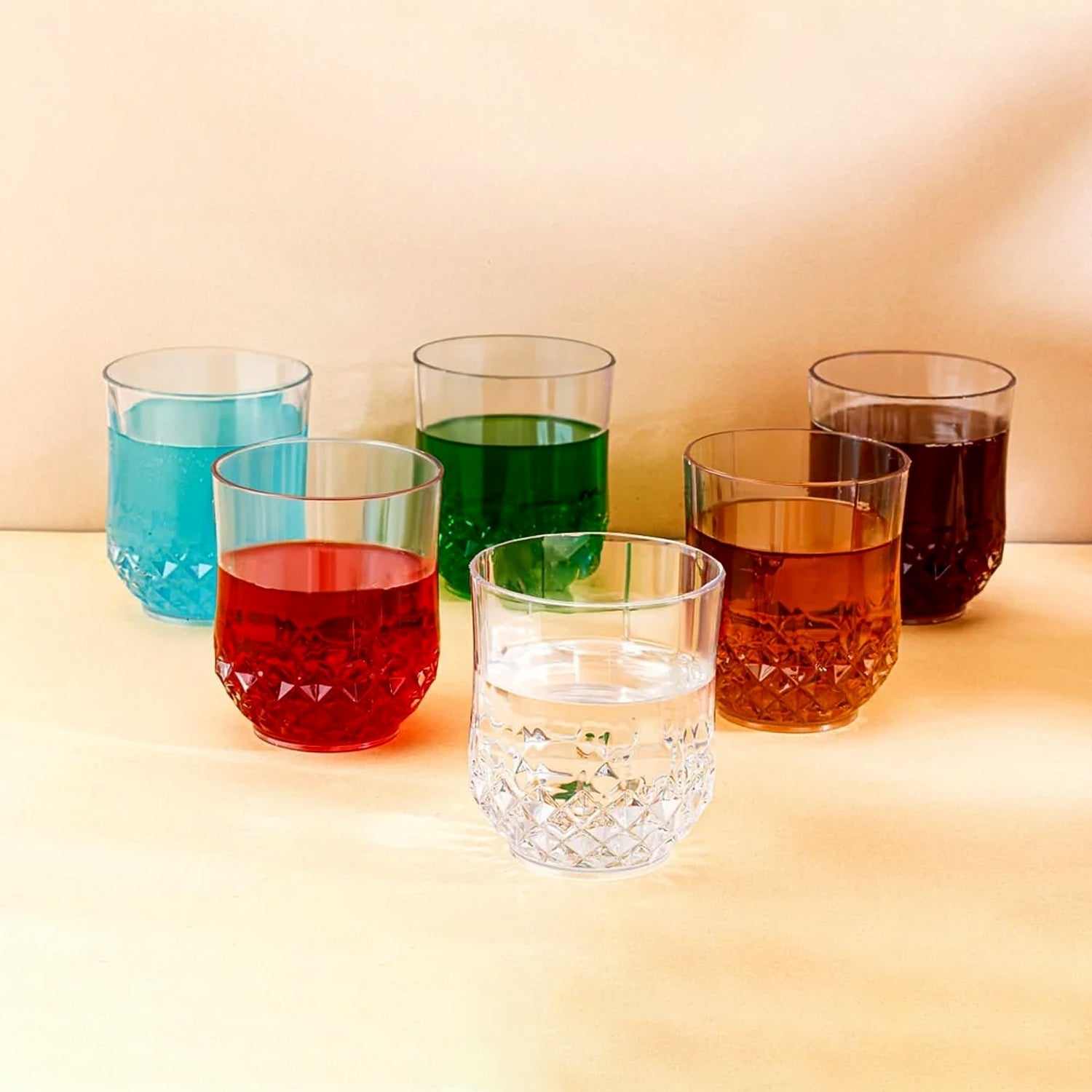 Transparent Diamond-Pattern Drinking Glass Set (6 Pc Set) The Morsignaturekarts