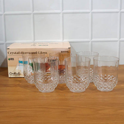 Transparent Diamond-Pattern Drinking Glass Set (6 Pc Set) The Morsignaturekarts