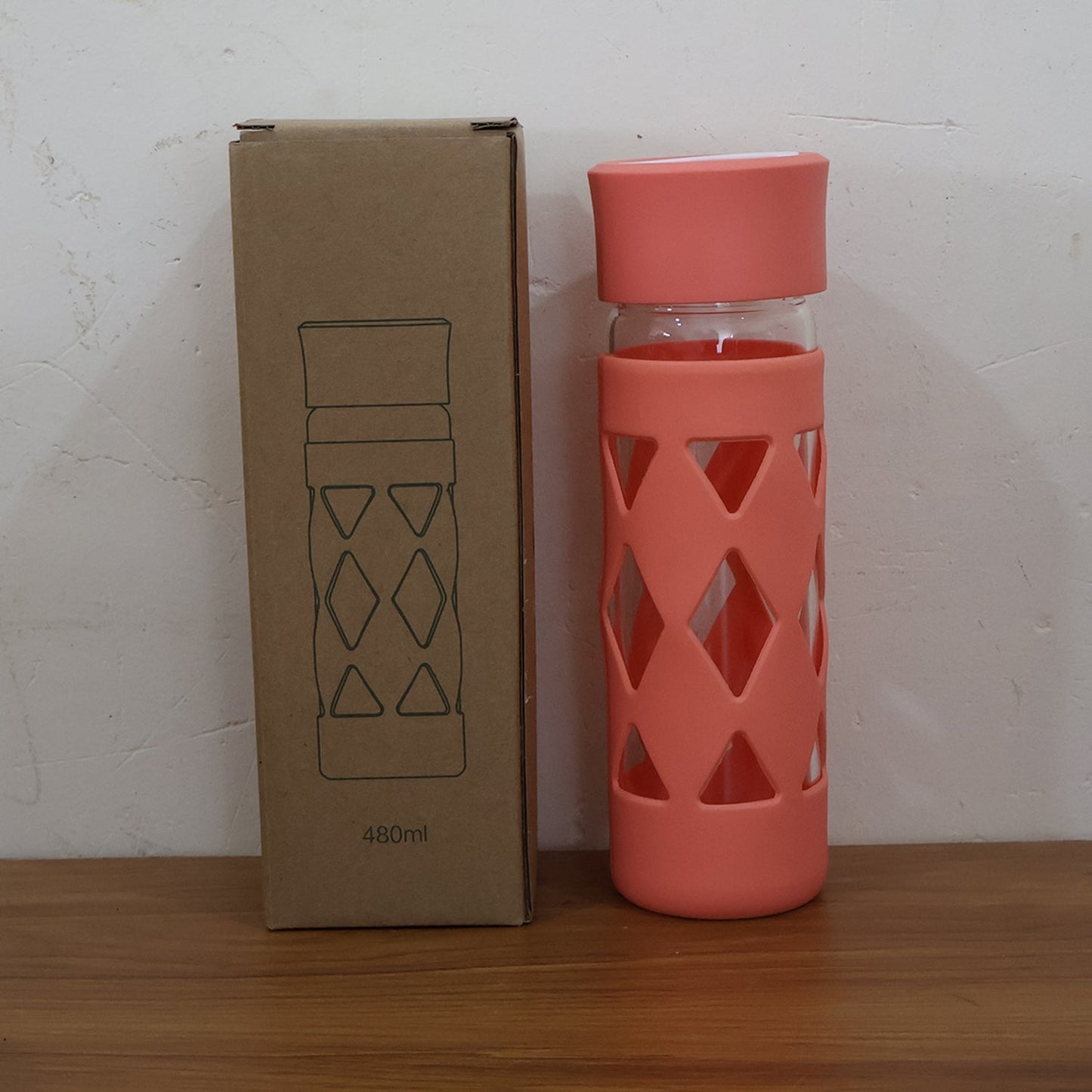 Glass Water Bottle with Protective Sleeve - (1 Pc / 480 ML) signaturekarts
