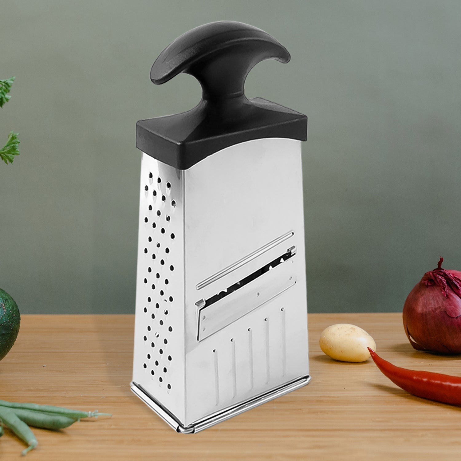 Apex Classic 4-in-1 Stainless Steel Grater & Slicer with Handle signaturekarts