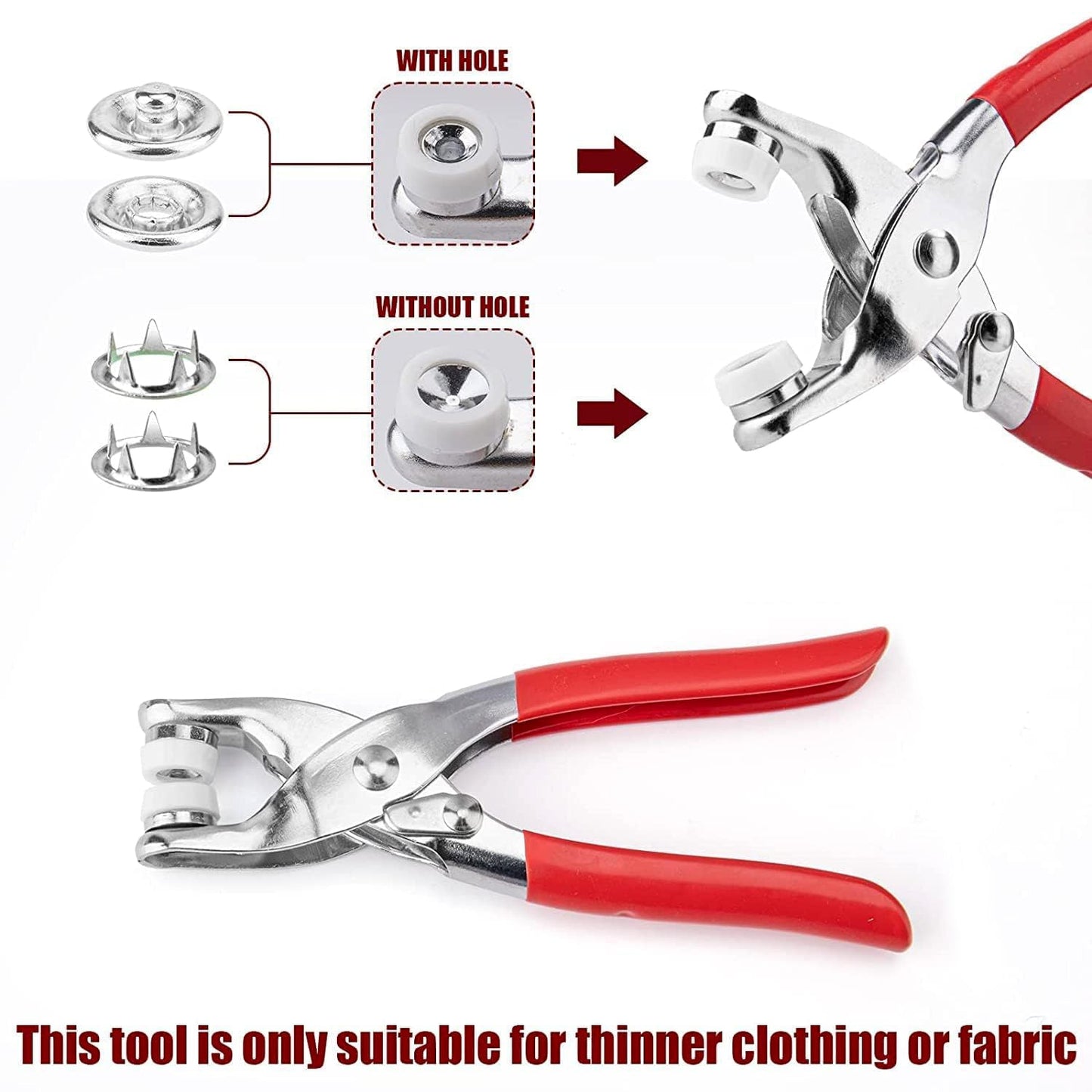 Heavy Duty Snap Button Fastener Plier Tool Kit (1 Set) signaturekarts