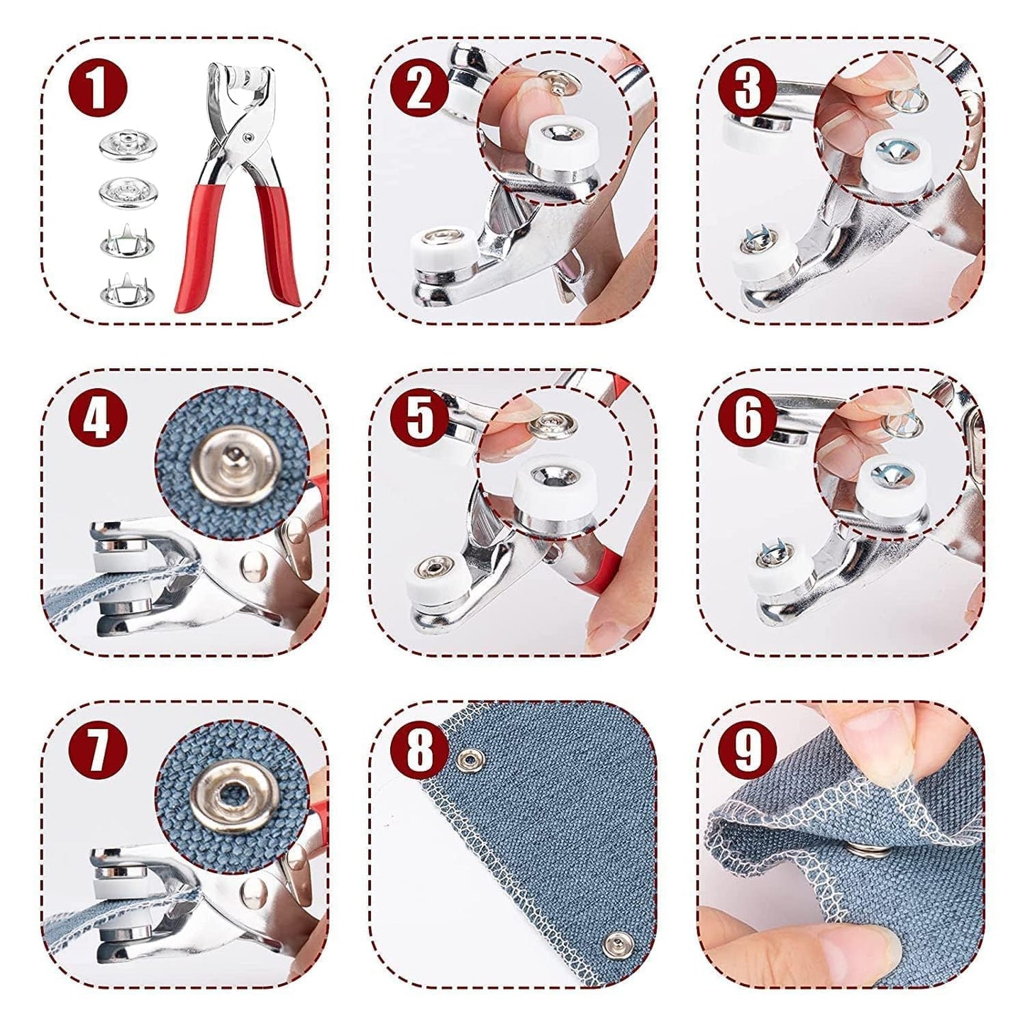 Heavy Duty Snap Button Fastener Plier Tool Kit (1 Set) signaturekarts