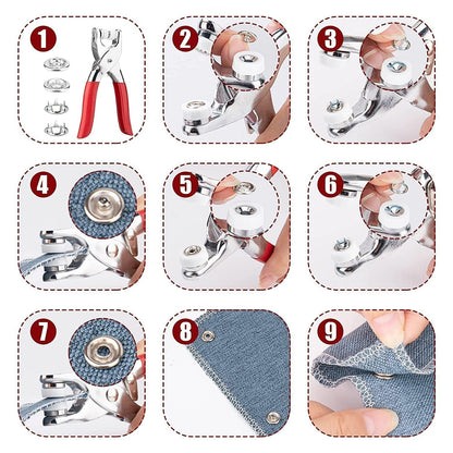 Heavy Duty Snap Button Fastener Plier Tool Kit (1 Set) signaturekarts