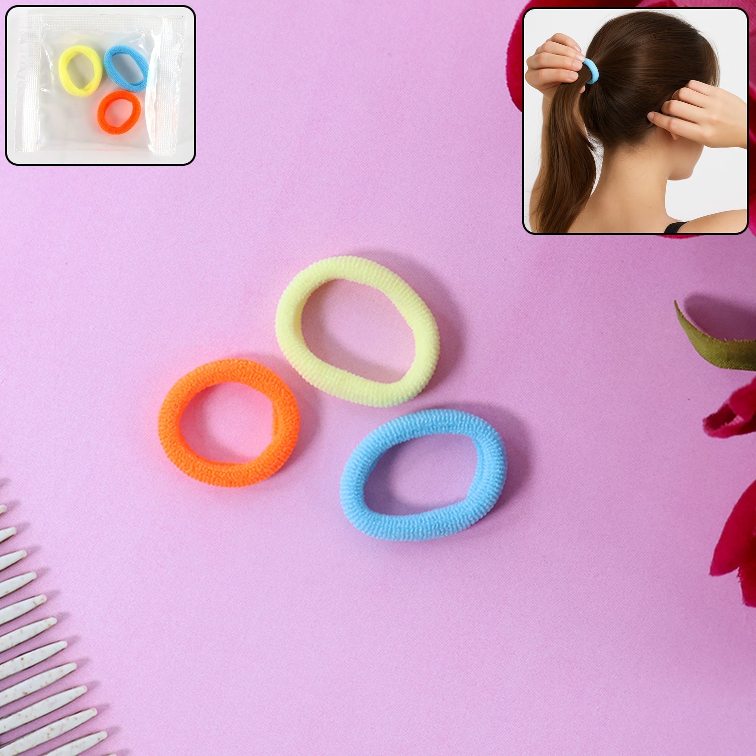 Seamless Soft Hair Elastics - (3 Pc / Set) signaturekarts