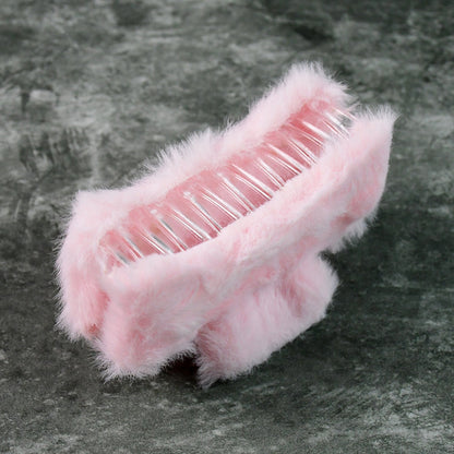Big-Size Soft Faux Fur Hair Claw Clips (12 Pc) signaturekarts
