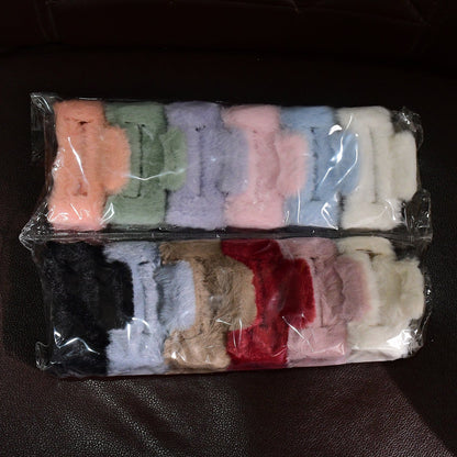 Big-Size Soft Faux Fur Hair Claw Clips (12 Pc) signaturekarts