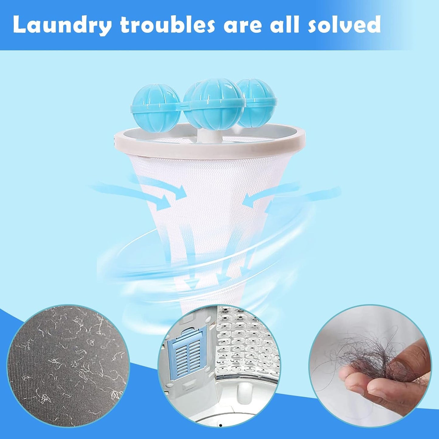 Floating Laundry Ball Lint Catcher Reusable Hair & Fur Filter (1 Pc) signaturekarts
