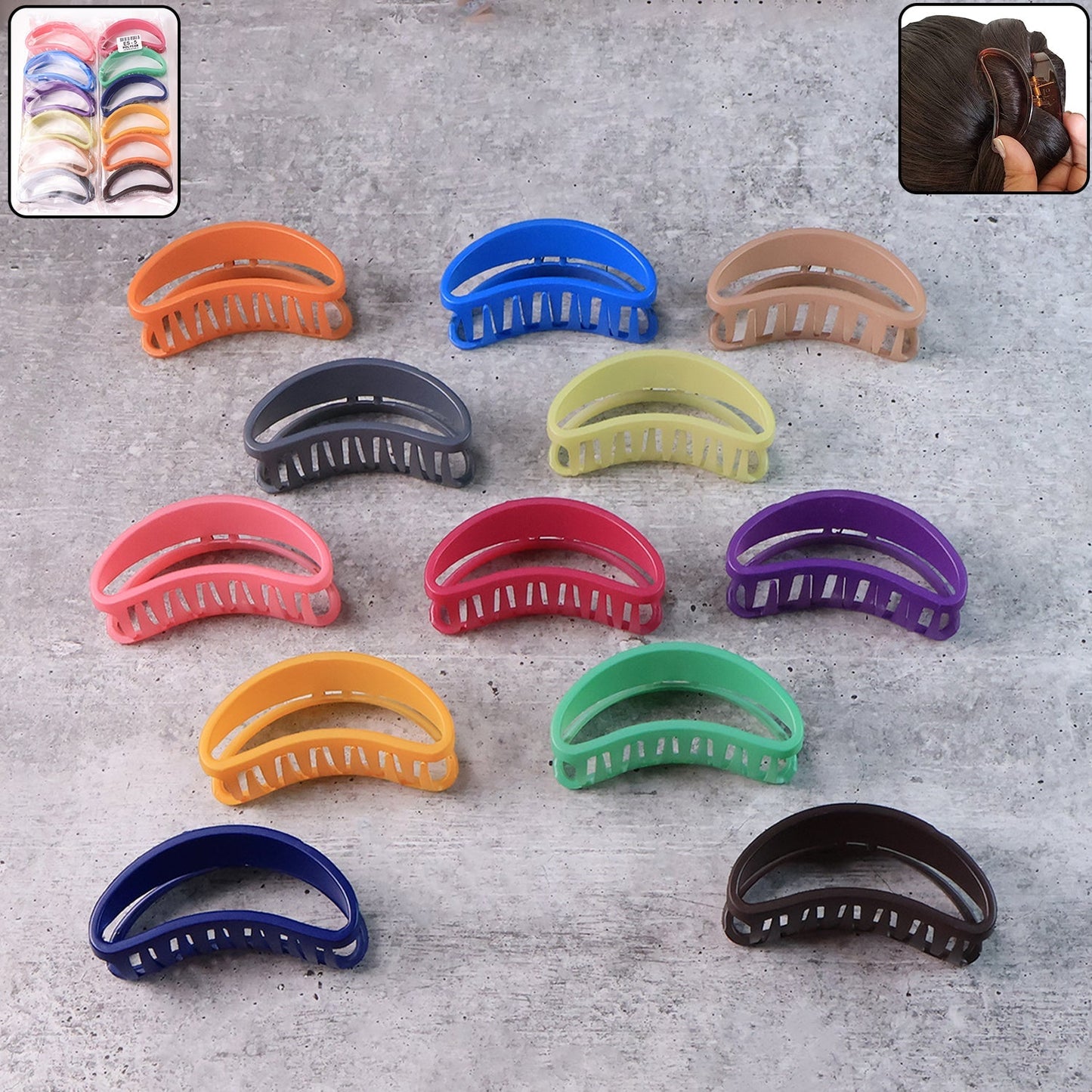 Plastic Hair Clamp Grip, Simple Matte Hair Barrette Clamp (12 Pc) Signature Kart