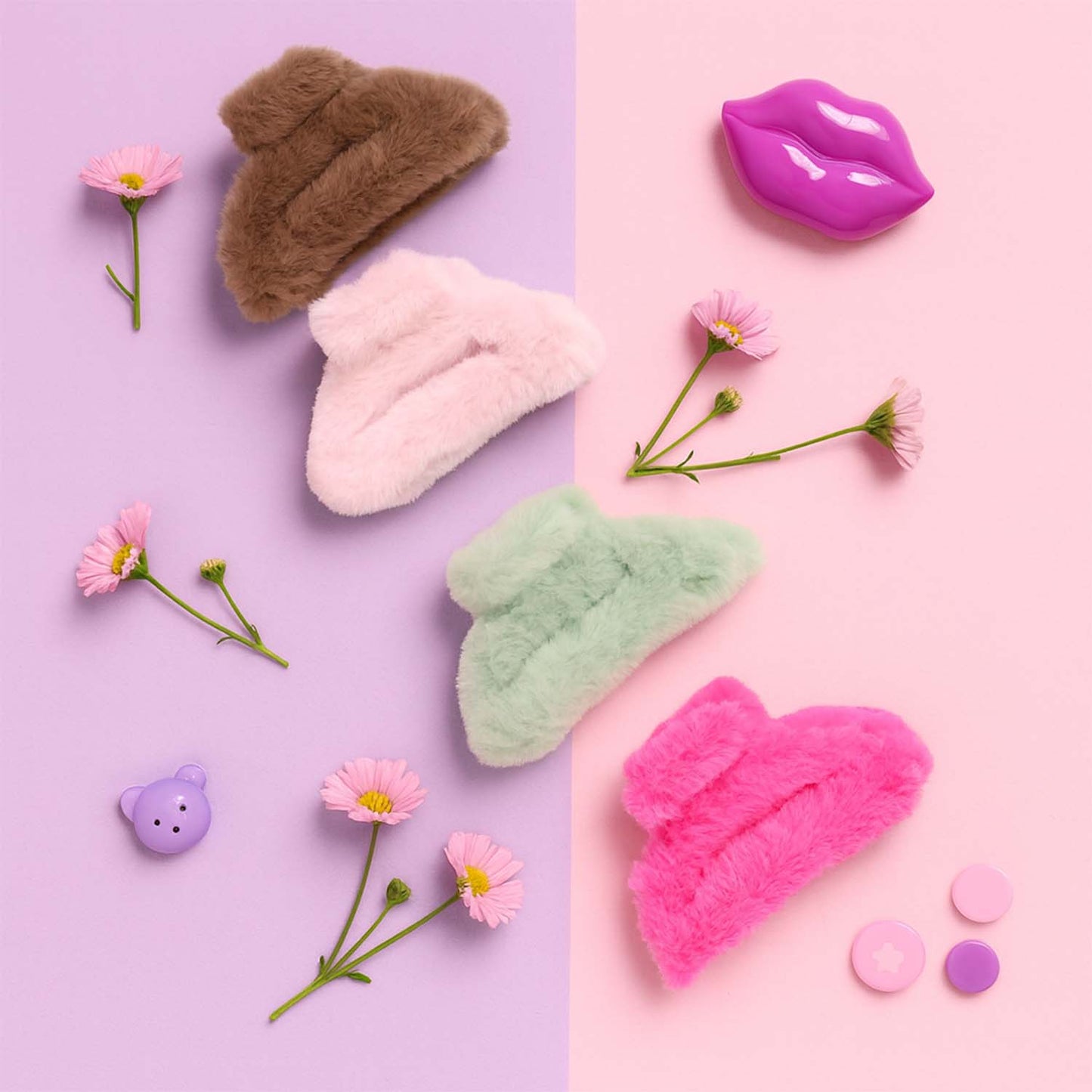 Big-Size Soft Faux Fur Hair Claw Clips (1 Pc) signaturekarts