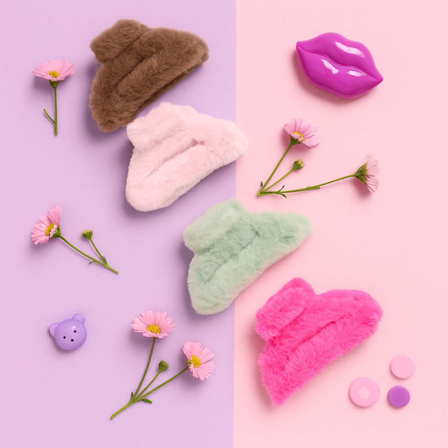 Big-Size Soft Faux Fur Hair Claw Clips (1 Pc) signaturekarts