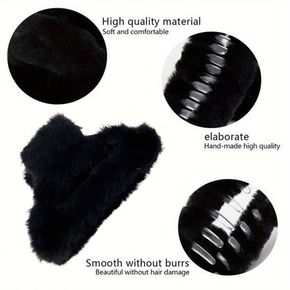 Big-Size Soft Faux Fur Hair Claw Clips (1 Pc) signaturekarts