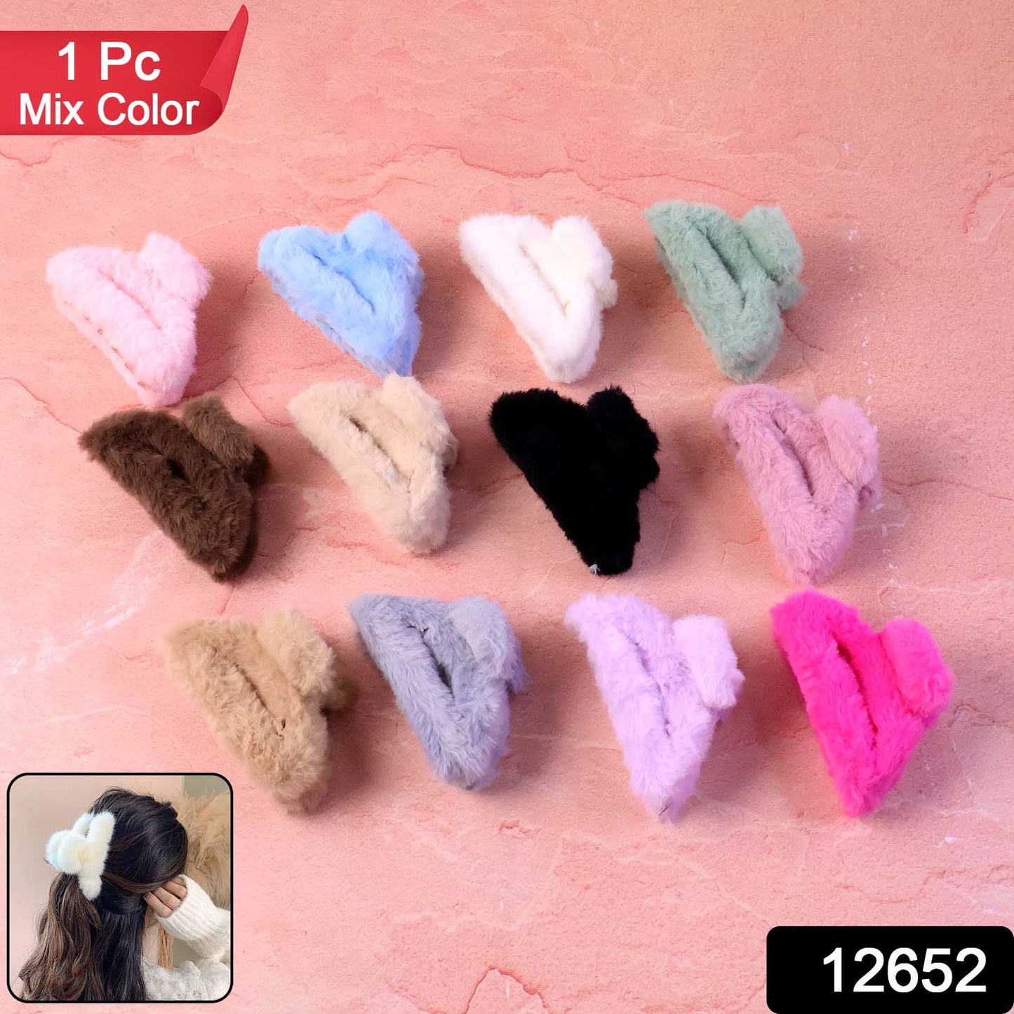 Big-Size Soft Faux Fur Hair Claw Clips (1 Pc) signaturekarts