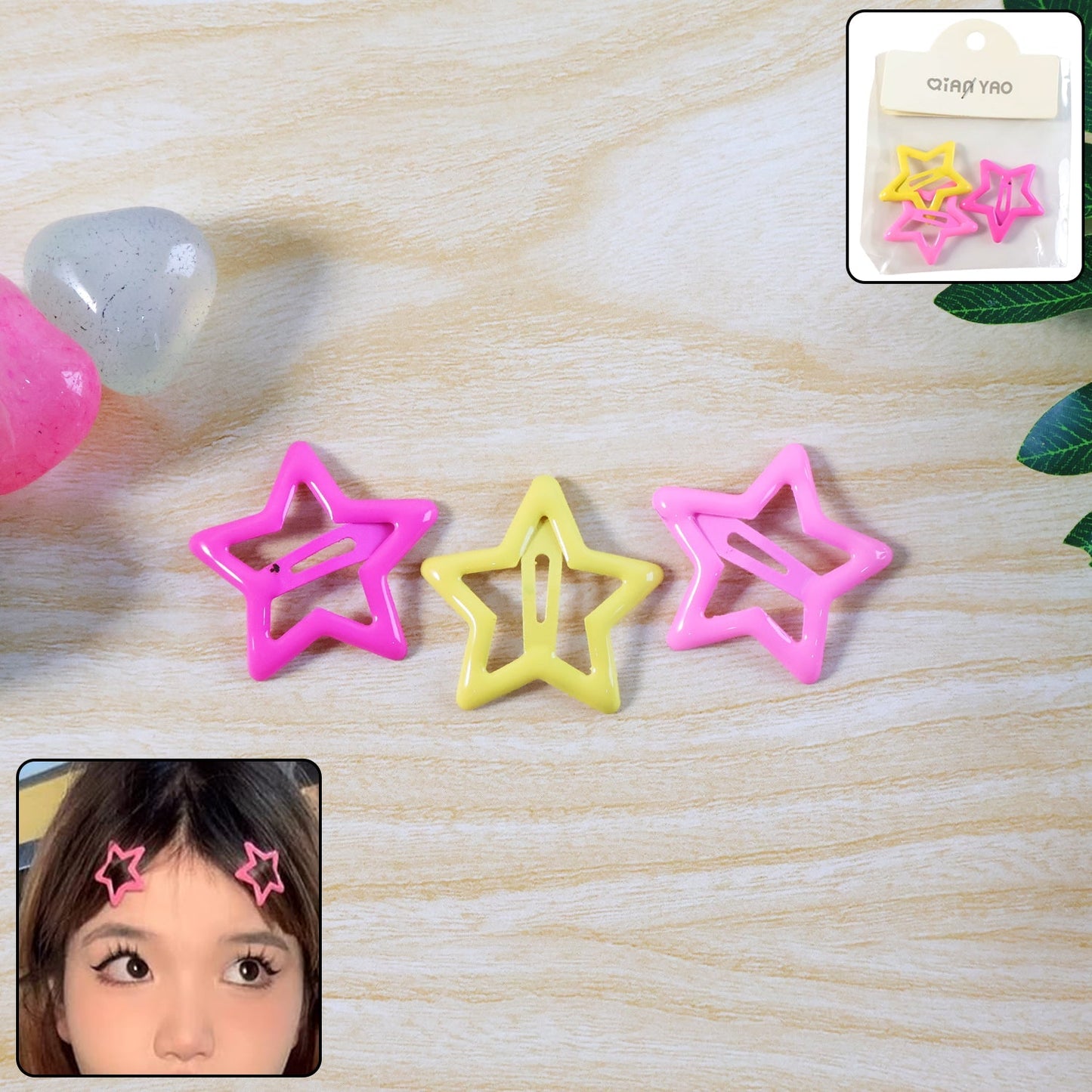 Star-Shaped Hair Clips for Girls - (3 Pc) signaturekarts