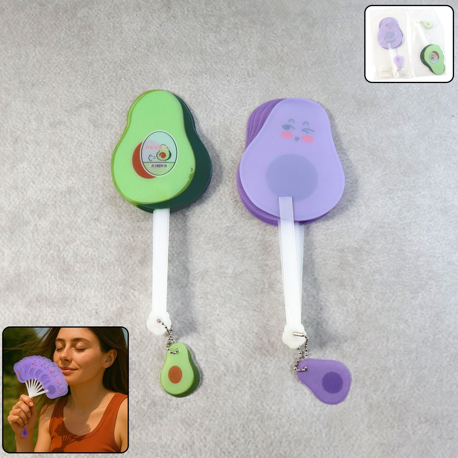 Foldable Pocket Fan with Keychain (1 Pc) signaturekarts