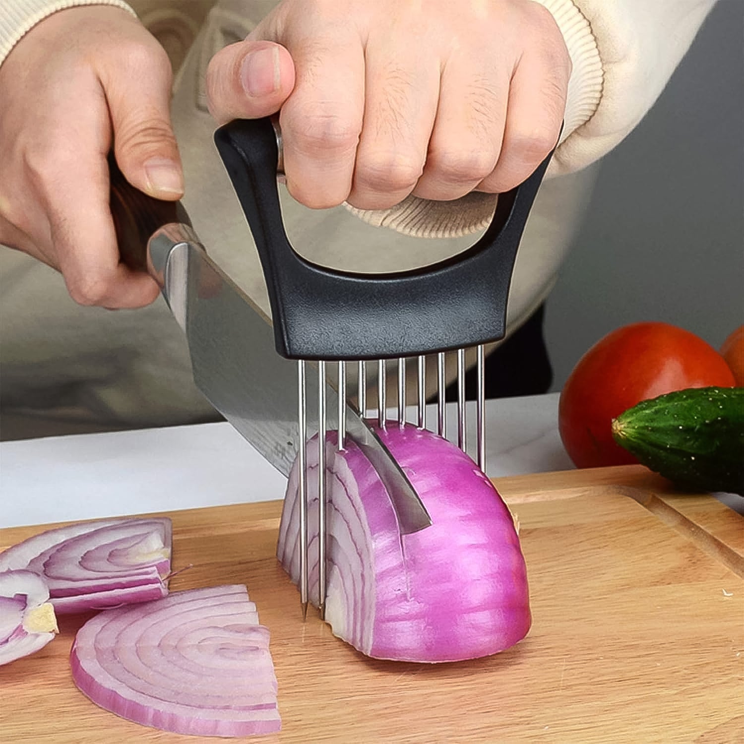Stainless Steel Onion Cutter & Vegetable Slicer Holder Tool (1 Pc) The Morsignaturekarts