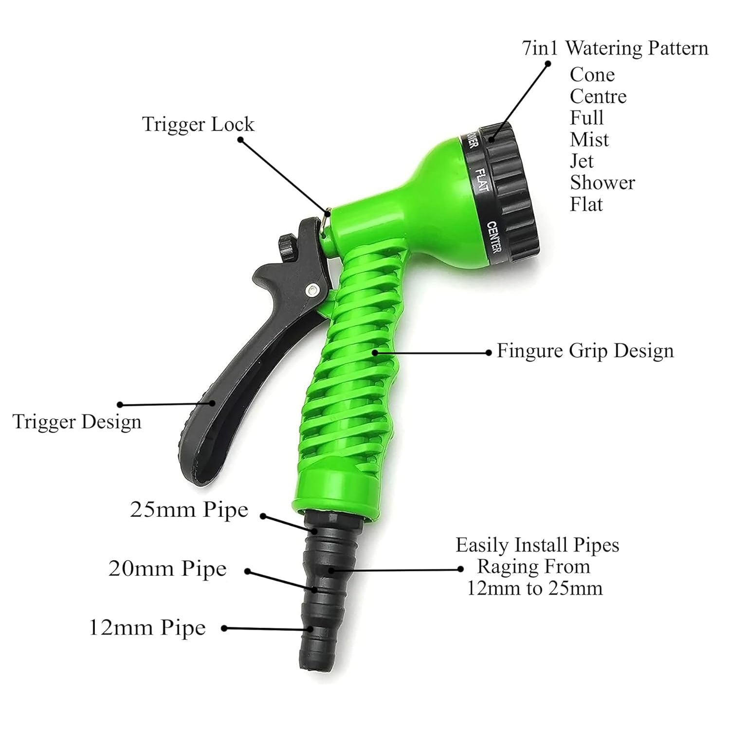 Multi-Pattern Garden Hose Spray Nozzle (1 Pc) signaturekarts
