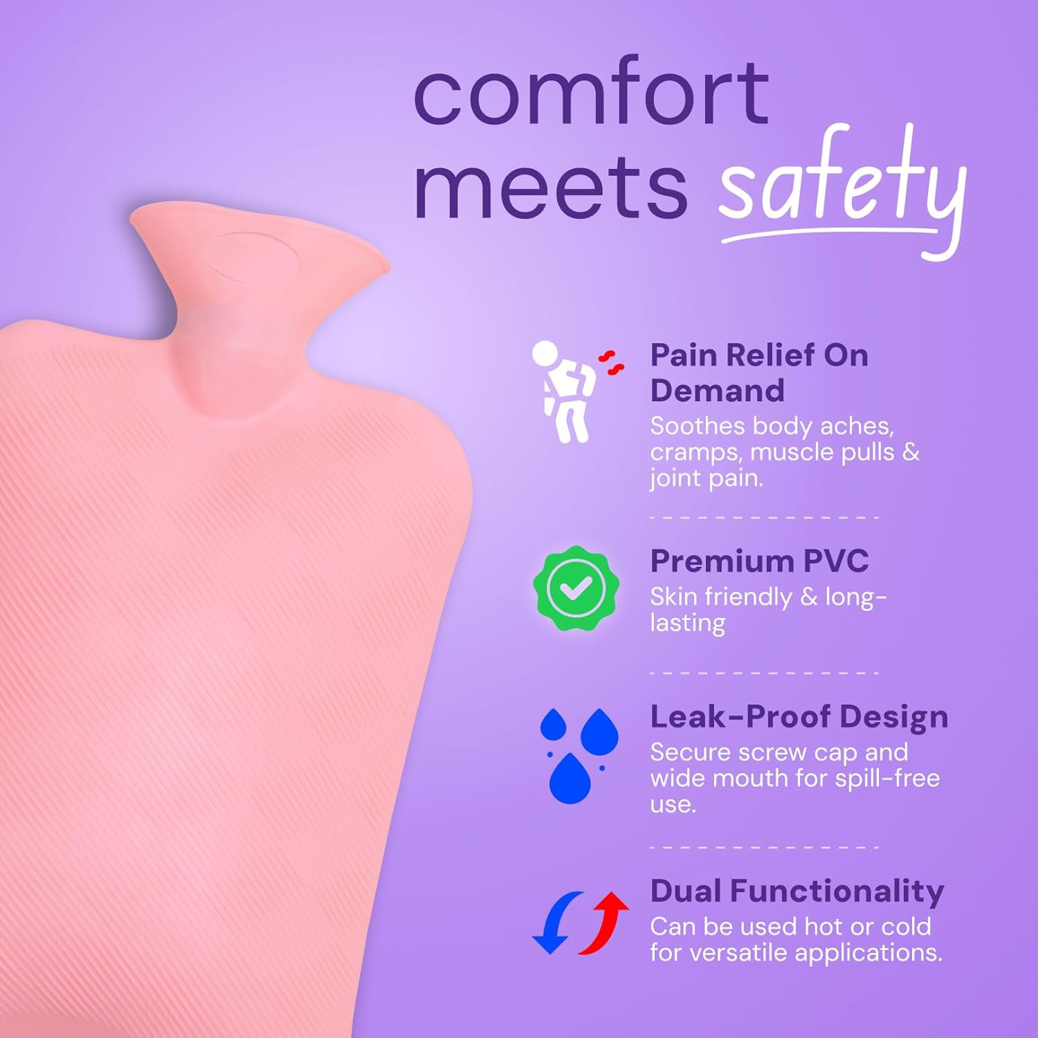 Premium Quality Rubber Hot Water Bag (31 x 19 Cm / 1 Pc) The Morsignaturekarts