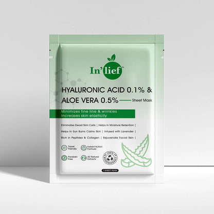 In’lief Hyaluronic Acid 0.1% & Aloe Vera 0.5% Hydrating Facial mask (1 Pc) signaturekarts