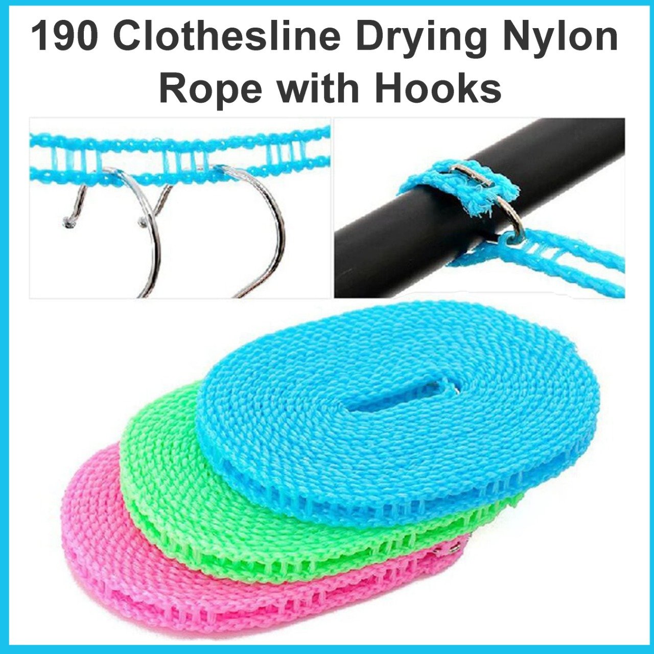 Clothesline Drying Nylon Rope with Hooks Signaturekarts