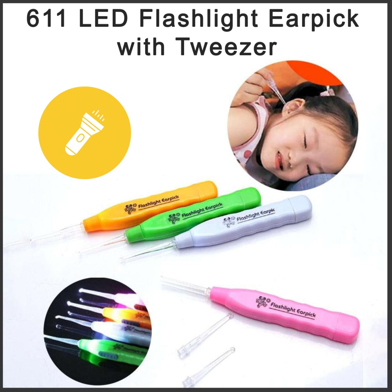 LED Flashlight Earpick with Tweezer Signature Kart