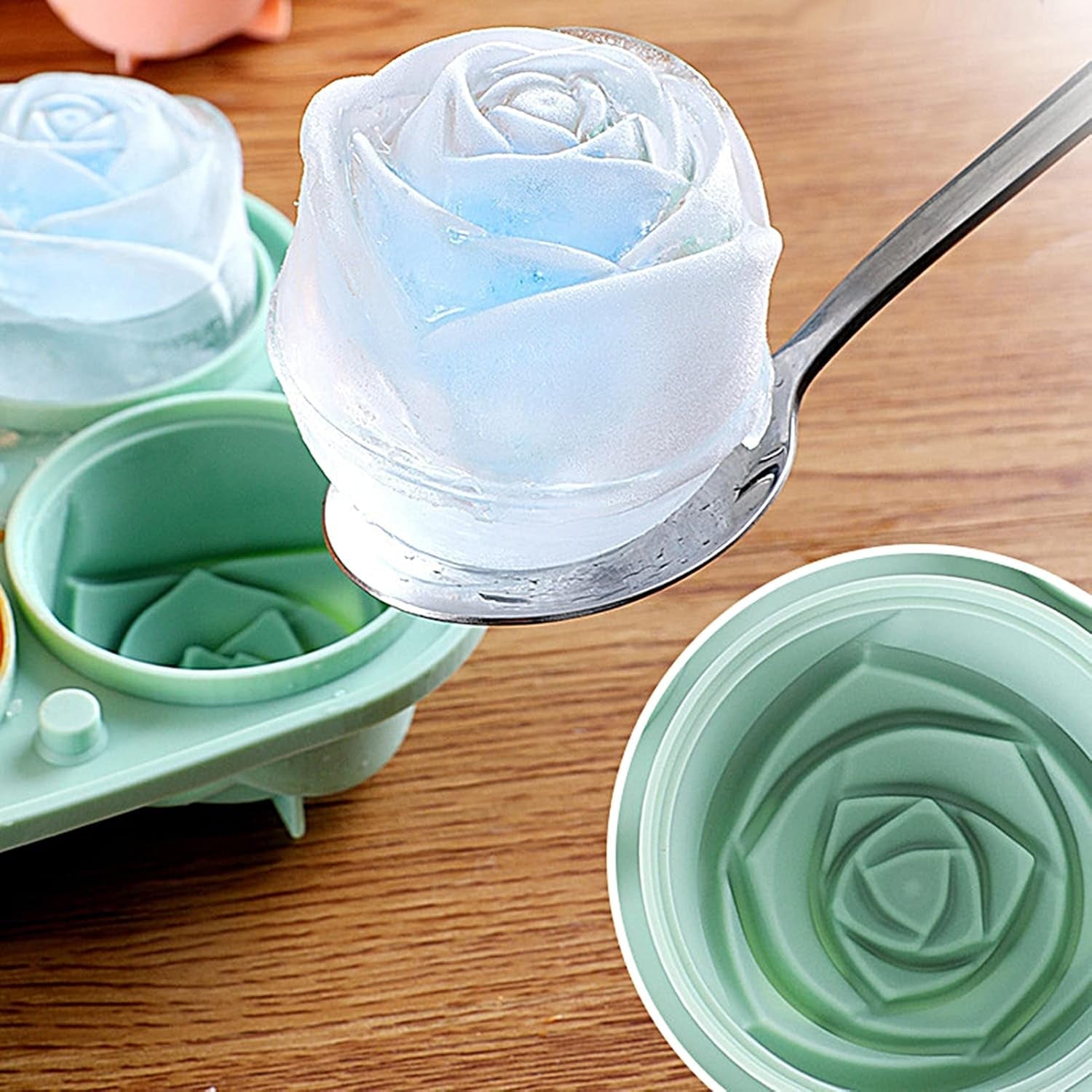 4-Grid Rose-Shape Ice Cube Tray Mold with Lid The Morsignaturekarts