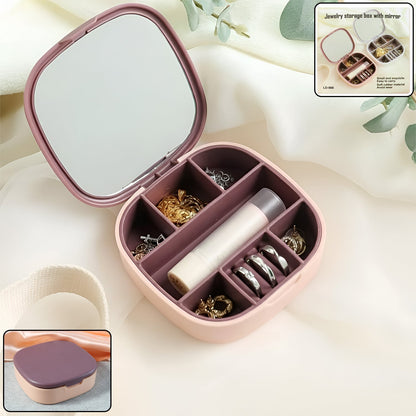 Plastic Jewelry Storage Box with Built-in Mirror & Multi-Section (1 Pc) The Morsignaturekarts