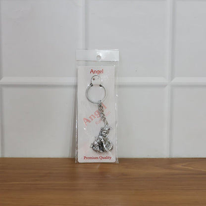 Premium Silver-Finish Metal Bal Krishna Eating Makhan Keychain (1 Pc) The Morsignaturekarts