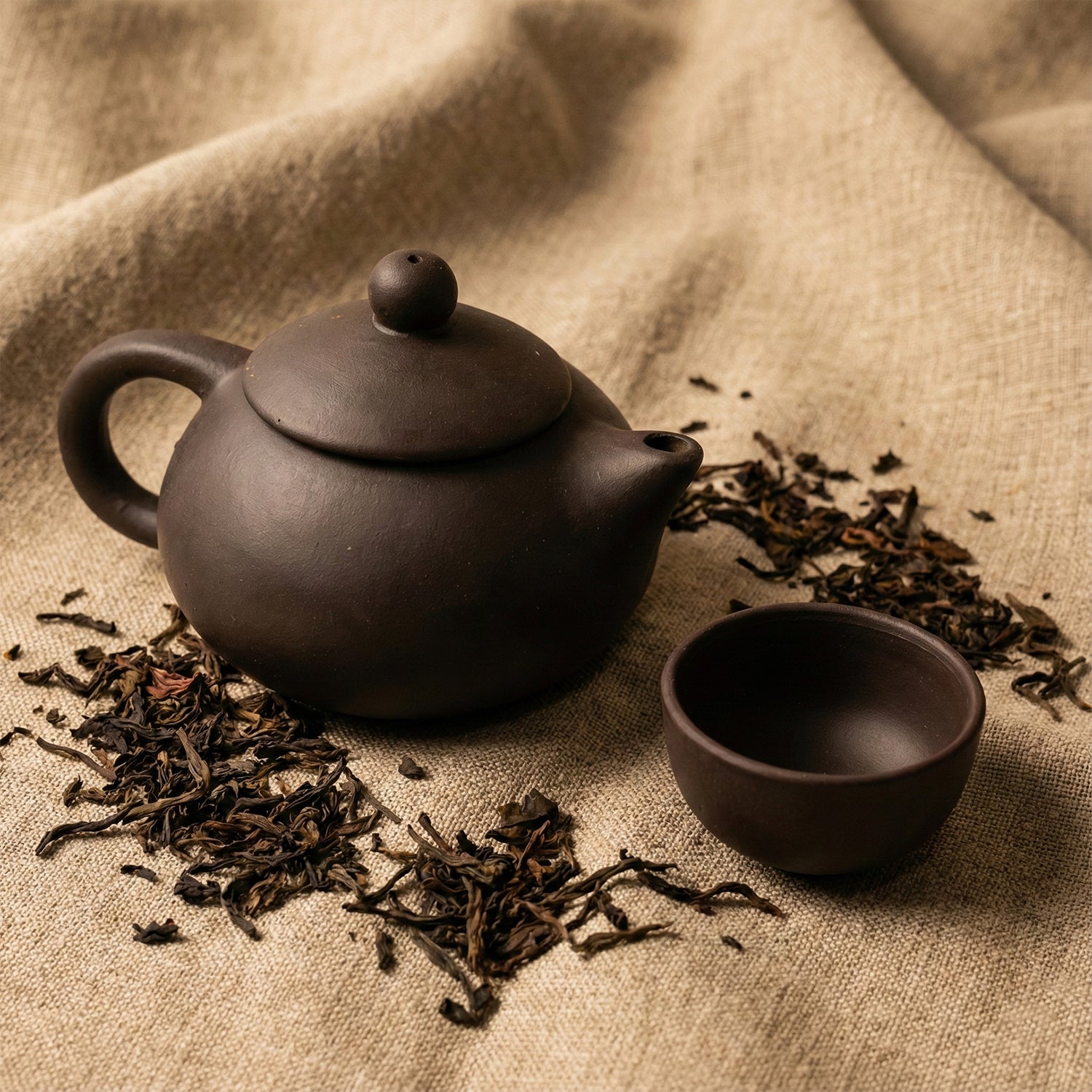 Premium Black Clay / Ceramic Tea Set with Teapot & 4 Cups The Morsignaturekarts