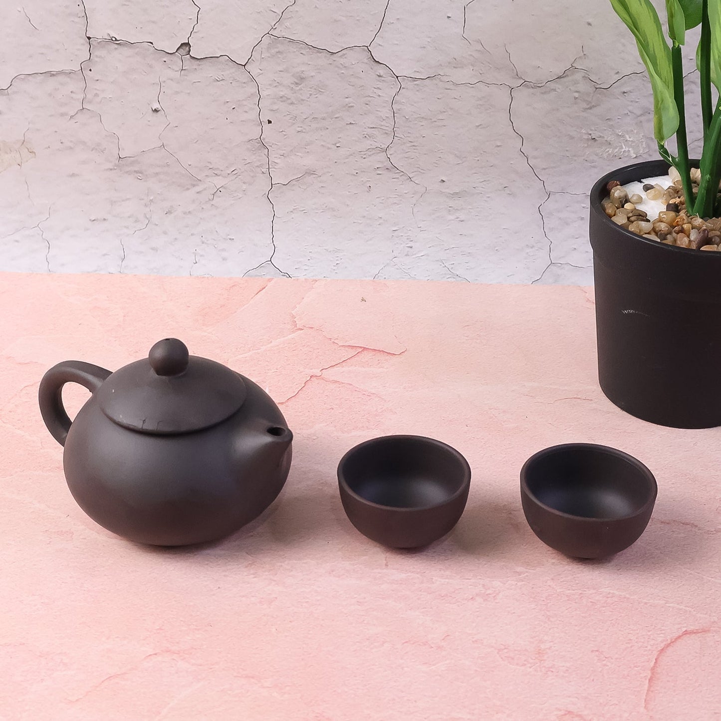 Premium Black Clay / Ceramic Tea Set with Teapot & 4 Cups The Morsignaturekarts